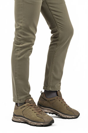 Walkway Haki Bağcıklı Hakiki Deri Erkek Spor Ayakkabı