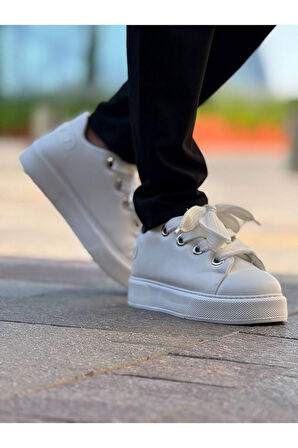 Pabucmarketi Bağcıklı Erkek Günlük Ayakkabı Beyaz