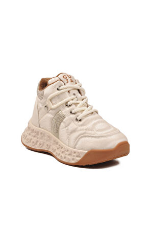 Guja Bej İçi Kürklü Bağcıklı Kadın Hi Sneaker