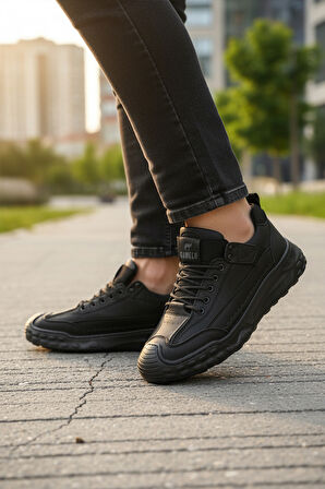 Gamelu Siyah Hakiki Deri Erkek Casual Ayakkabı