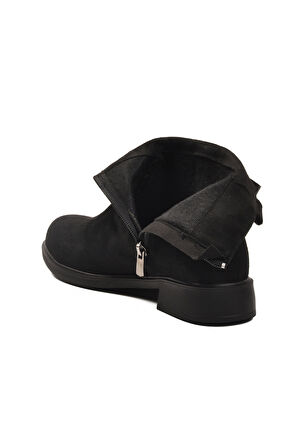 Aspor Siyah Süet Fermuarlı İçi Polarlı Kadın Topuklu Bot