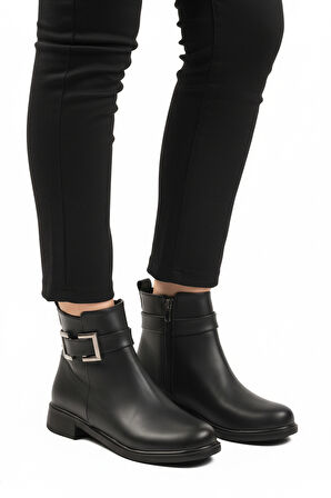 Aspor Siyah Fermuarlı İçi Polarlı Kadın Topuklu Bot