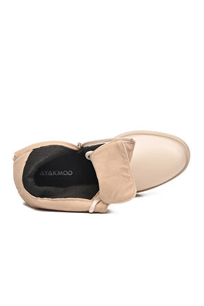 Aspor Bej Bağcıklı Fermuarlı Kadın Topuklu Bot