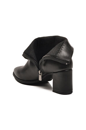 Aspor Siyah Fermuarlı Kadın Topuklu Bot