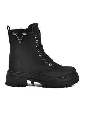 Aspor Siyah Zümrüt Bağcıklı Fermuarlı Kadın Worker Bot