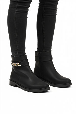 Aspor Siyah Zümrüt İçi Kürklü Fermuarlı Kadın Topuklu Bot