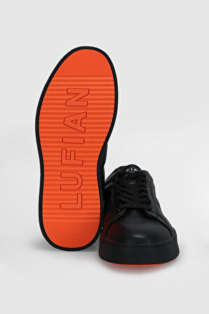 Lufian Siyah Hakiki Deri Bağcıklı Erkek Sneaker