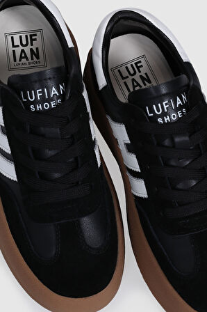 Lufian Siyah Hakiki Deri Bağcıklı Unisex Sneaker