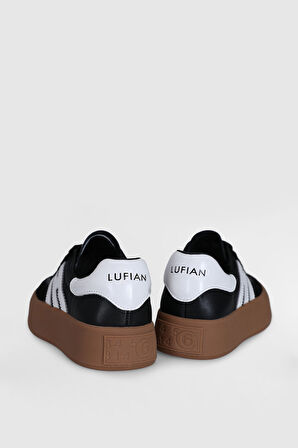 Lufian Siyah Hakiki Deri Bağcıklı Unisex Sneaker