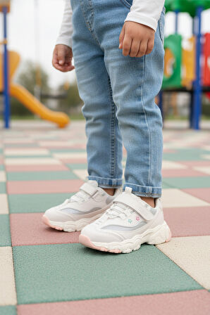 Cool Beyaz Cırtlı Kız Çocuk Spor Ayakkabı