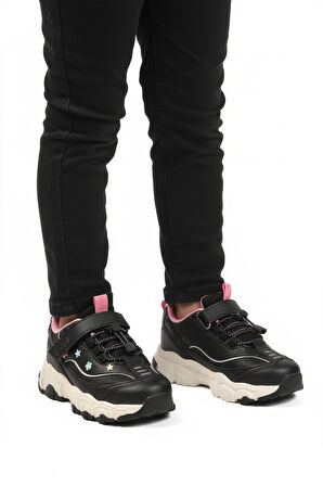 Cool Siyah Cırtlı Kız Çocuk Spor Ayakkabı