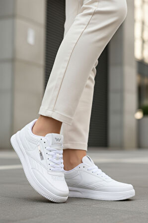 Walkway Beyaz Bağcıklı Unisex Spor Ayakkabı
