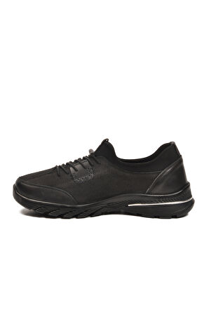 Aspor Siyah Nubuk Hakiki Deri Kadın Casual Ayakkabı