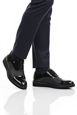 Fosco Lacivert Rugan Hakiki Deri Erkek Klasik Ayakkabı