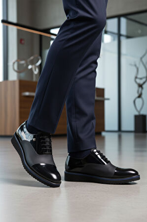 Fosco Lacivert Rugan Hakiki Deri Erkek Klasik Ayakkabı