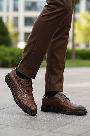 Fosco Taba Hakiki Deri Bağcıklı Erkek Klasik Ayakkabı