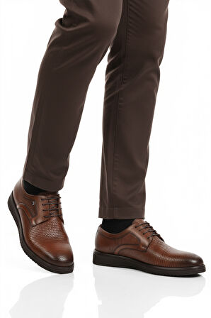 Fosco Taba Hakiki Deri Bağcıklı Erkek Klasik Ayakkabı