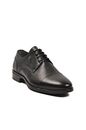 Fosco Siyah Hakiki Deri Bağcıklı Erkek Klasik Ayakkabı