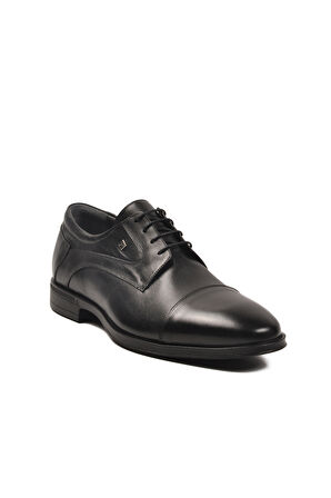 Fosco Siyah Hakiki Deri Büyük Numara Erkek Klasik Ayakkabı