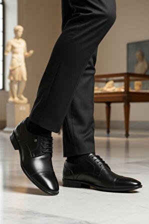 Fosco Siyah Hakiki Deri Erkek Klasik Ayakkabı