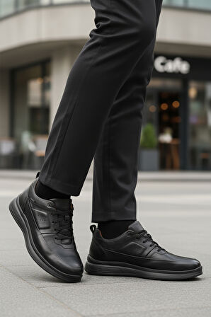 Dr.Flexer Siyah Hakiki Deri Ortopedik Erkek Casual Ayakkabı