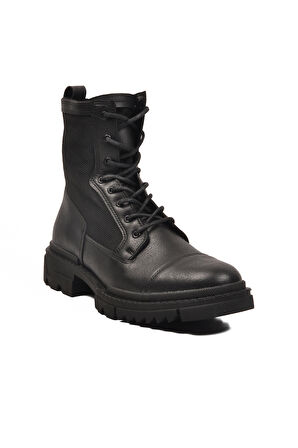 Aspor Siyah Bağcıklı Fermuarlı Polarlı Erkek Postal Bot