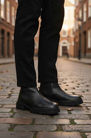 Aspor Siyah İçi Polarlı Erkek Chelsea Bot