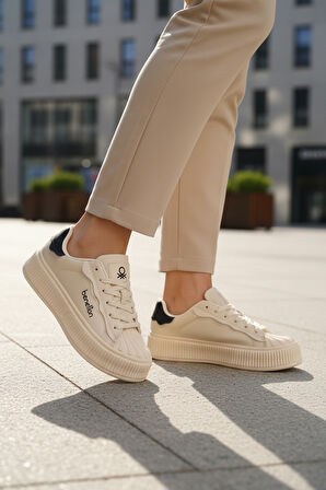 United Colors Of Benetton Bej Bağcıklı Unisex Spor Ayakkabı