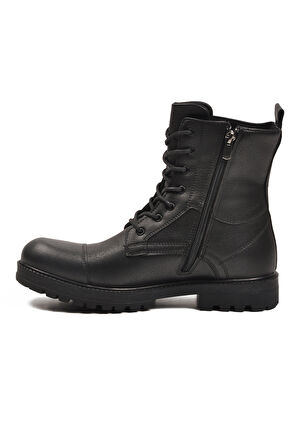 Aspor Siyah İçi Polarlı Bağcıklı Fermuarlı Erkek Postal Bot