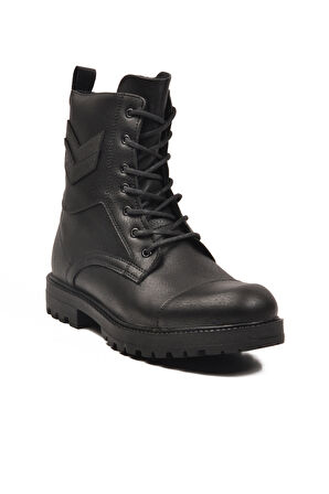 Aspor Siyah İçi Polarlı Bağcıklı Fermuarlı Erkek Postal Bot