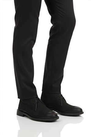 Aspor Siyah Bağcıklı Hakiki Deri Erkek Klasik Bot