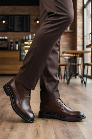 Aspor Kahverengi Bağcıklı Hakiki Deri Erkek Klasik Bot