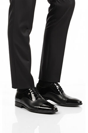 Fosco Siyah Rugan Hakiki Deri Erkek Klasik Ayakkabı