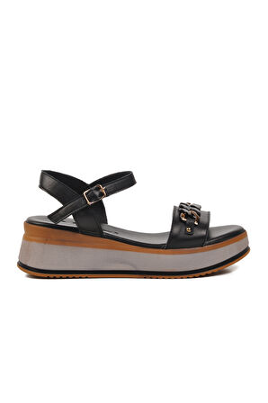 Voyager Siyah Kadın Düz Sandalet