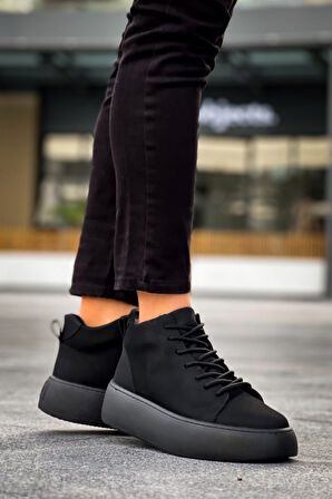 Pabucmarketi Bağcıklı Erkek Spor Bot SİYAH (SİYAH TABAN)