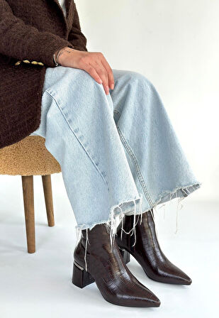 Pabucmarketi Kahverengi Kadın Topuklu Bot