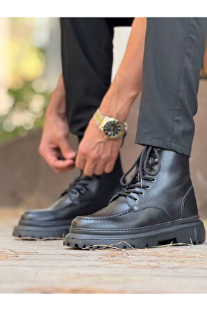 Pabucmarketi Bağcıklı Erkek Worker Bot Siyah