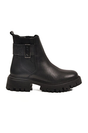 Aspor Siyah Hakiki Deri İçi Polarlı Kadın Topuklu Bot