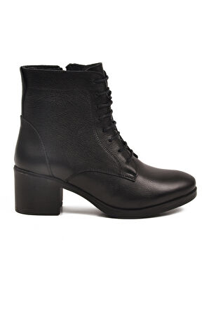 Aspor Siyah Hakiki Deri İçi Polarlı Kadın Topuklu Bot