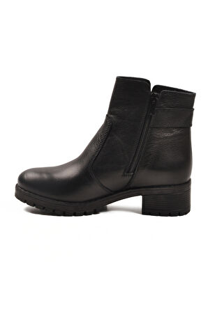 Aspor Siyah Hakiki Deri İçi Polarlı Kadın Topuklu Bot