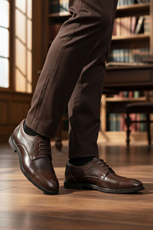 Aspor Kahve Hakiki Deri Erkek Klasik Ayakkabı