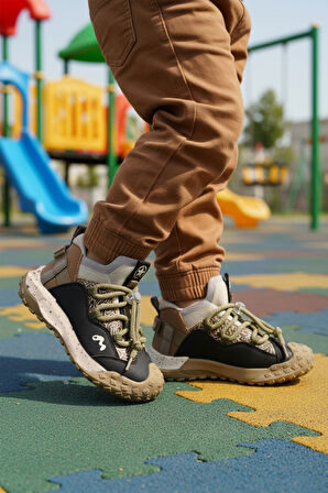 Marcokids Siyah Bağcıklı Erkek Çocuk Hi Sneaker