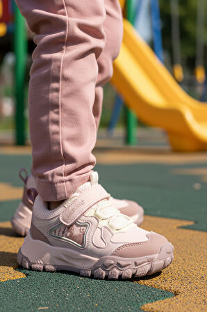 Marcokids Pudra Cırtlı Kız Çocuk Spor Ayakkabı