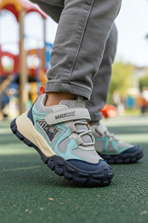 Marcokids Gri Cırtlı Erkek Çocuk Spor Ayakkabı