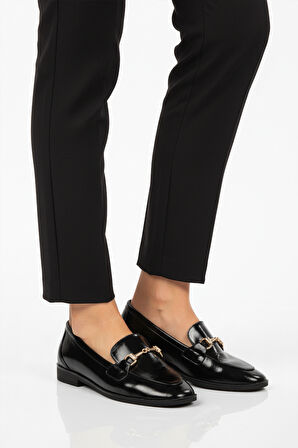 Aspor Siyah Kırışık Kadın Casual Ayakkabı