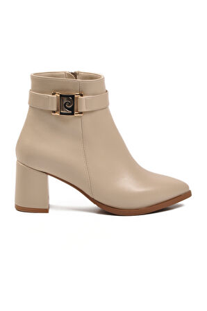 Pierre Cardin Krem İçi Kürklü Fermuarlı Kadın Topuklu Bot