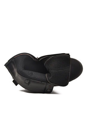 Aspor Siyah İçi Polarlı Kız Çocuk Düz Bot