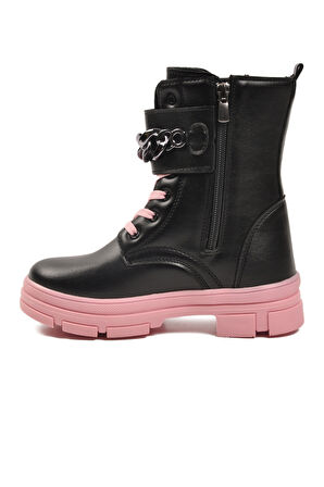 Aspor Siyah Pembe İçi Polarlı Kız Çocuk Düz Bot