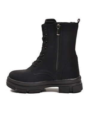 Aspor Siyah İçi Polarlı Kız Çocuk Düz Bot