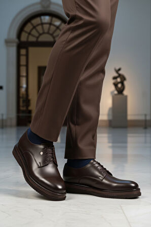 Pierre Cardin Kahve Hakiki Deri Eva Taban Erkek Klasik Ayakkabı